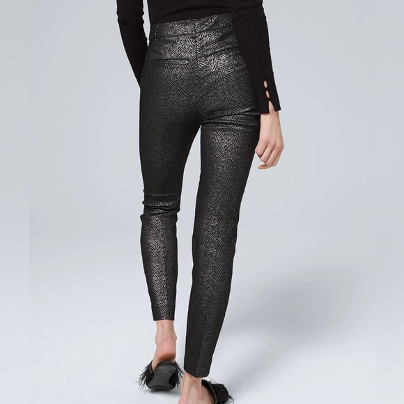 WHBM Black Silver Metallic Comfort Stretch
Jacquard Slim Ankle Pants 4 - Picture 3 of 12